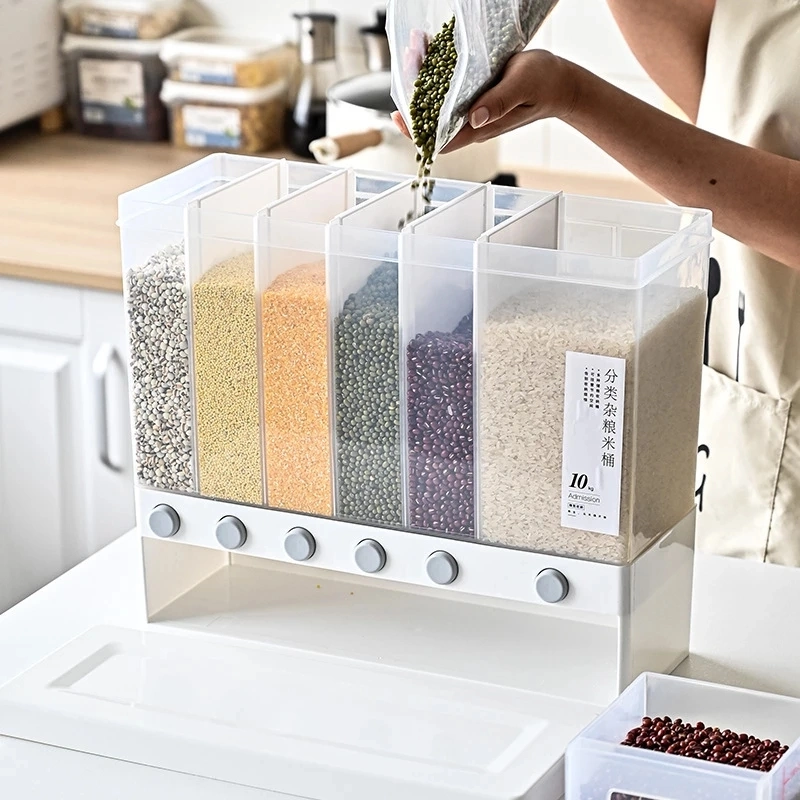 Home Item Sealed Rice Storage Box Wall Mounted Cereal Grain Container Dry Food Dispenser Grain Storage Jar Kitchen Storage Tools