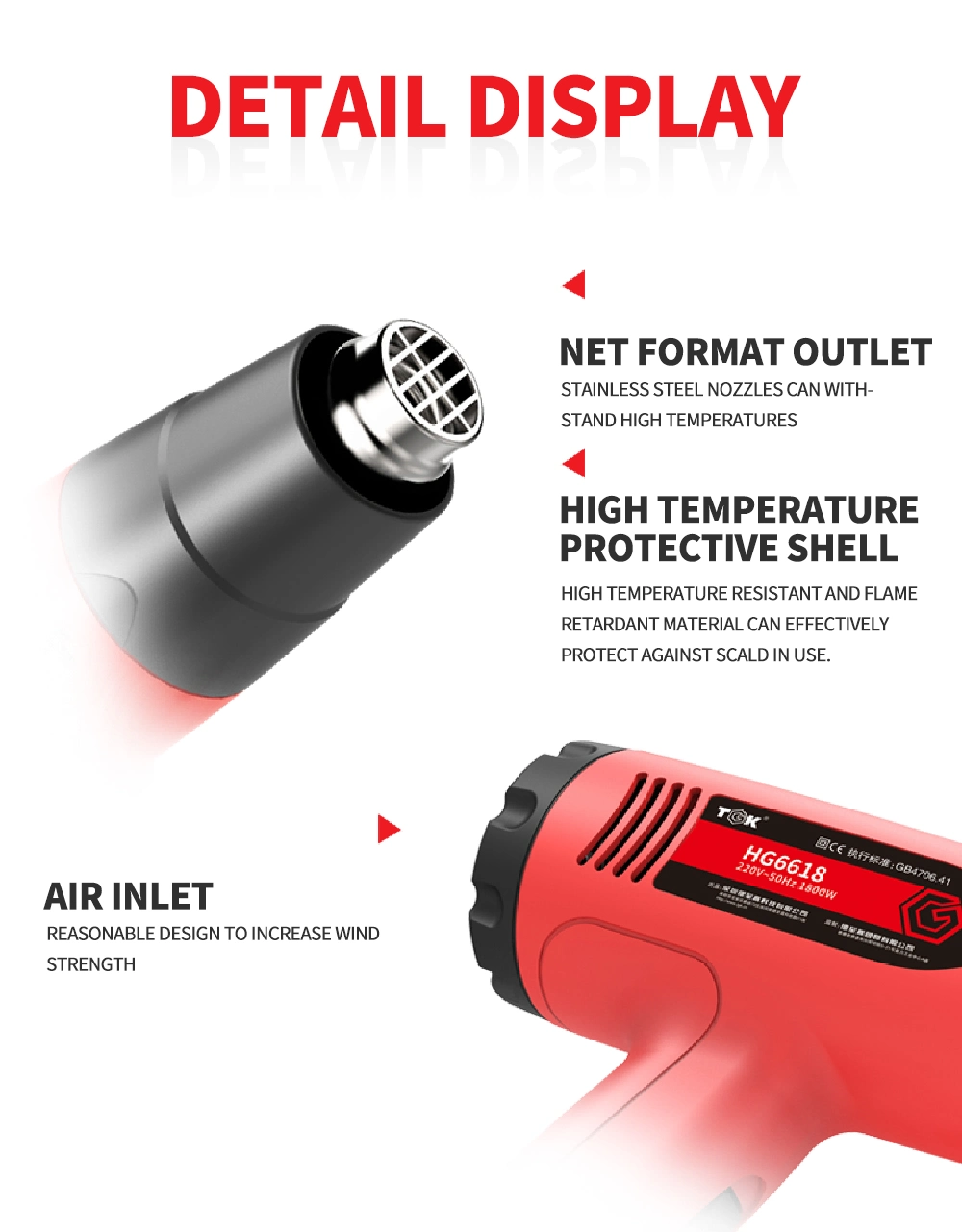 Heat Blower Gun for Softening Glue on The Screen Hg6618